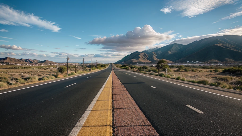 arafed road with a sky and clouds in the background, open road, color 高速公road, colorful scene, nice images, paved roads, 高速公road and sunset!!, Colorful clouds, 高速公road, stunning images, Scenic and colorful environment, with vibrant sky, road, on a road, beautiful sky, colorful sky, the road, 高速公roads, country road, colorful sky, accurate roads