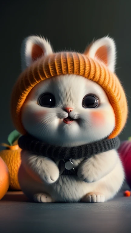Cat, tangerine, fat, 加菲Cat, No_Humanity, depth of field, disney style, dark_gorgeous, wearing drk_gorgeous, deep shadow, (dark: 1.4), (8K, original photo, best quality, masterpiece: 1.2), Big happy expression in mouth