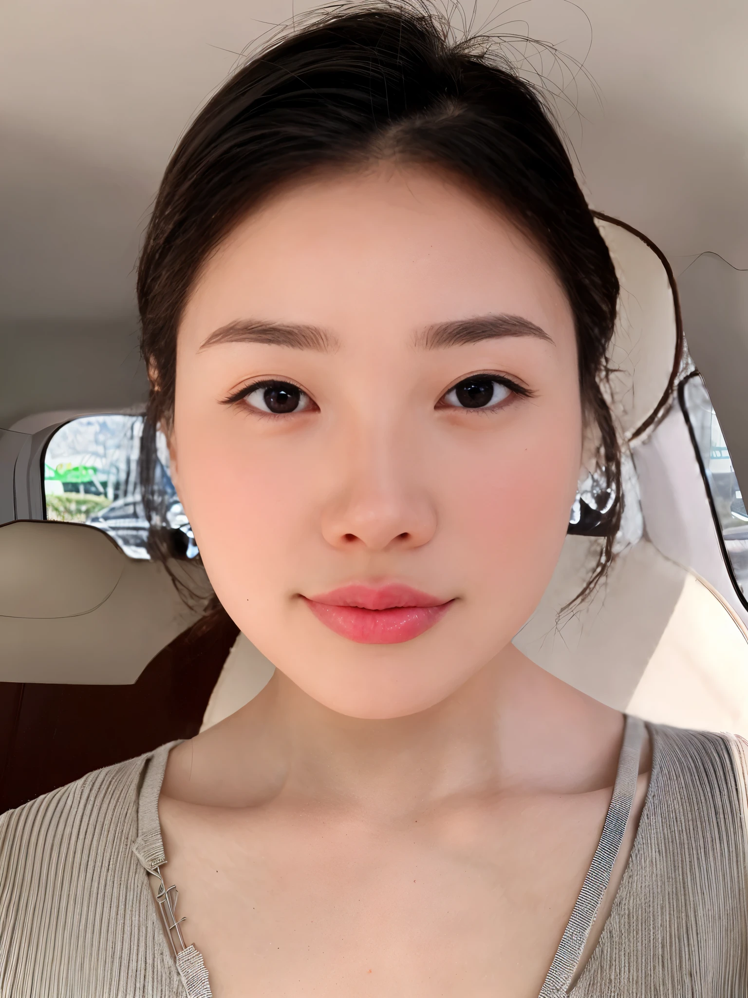 Photo taken with Canon EOS R5 DSLR camera、 Asian woman in her 50s with black hair and big breasts,Photo of a person wearing a seat belt in a car、Big smile、Kissing Mouth、Cute kids、 mayuri shiina, realistic Young Gravure Idol, Young Sensual Gravure Idol, Yoshitomo Nara, Young Gravure Idol, Ishida Sui with black hair, shikamimi, Kotegawa Yui, Young and cute gravure idol, Ayaka