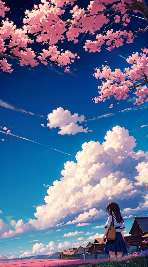 anime,nostalgic,high resolution,woman,countryside,Clear skies