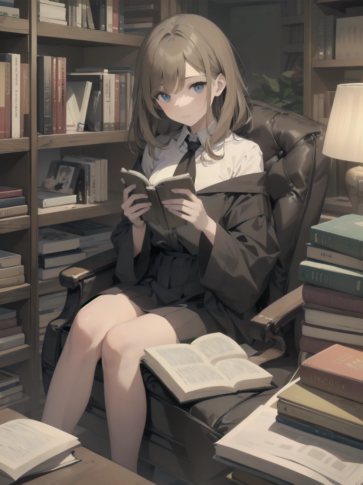 indulgence Quiet reading: in a corner of the library, she was immersed in a new novel. Her hands never stop turning the pages and she murmurs to herself, "This is true savouring". For her, reading was the greatest pleasure.