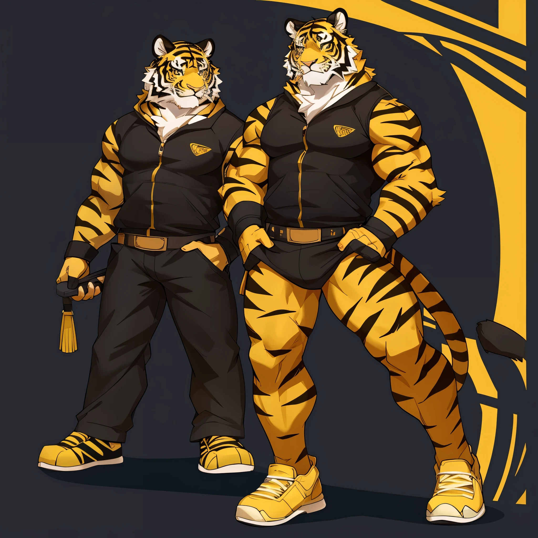 An anthropomorphic black tiger with yellow furry-style stripes on a character template