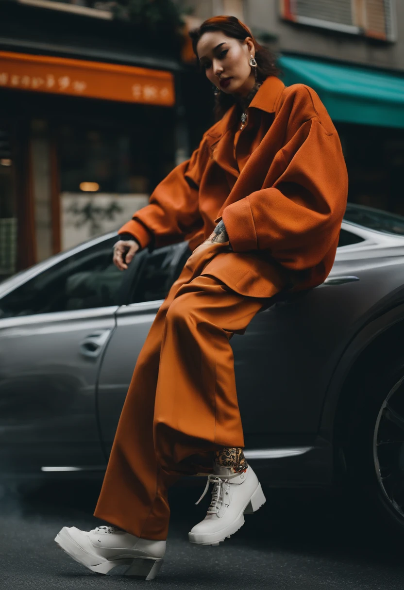 Tokyo Street Snap Spring Paddle Boots Docking Wide Pants Full Body Neck Tattoo LOUISVUITTON