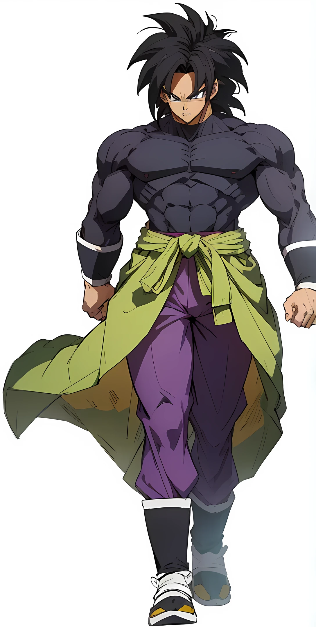 Melhor qualidade, bem definido, anime, Broly Dragon ball super, samurai, monge, roupas samurais, estilo, anime, olhos bonitos
