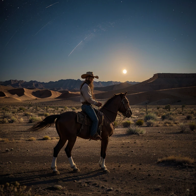 Cowboy in Desert Night