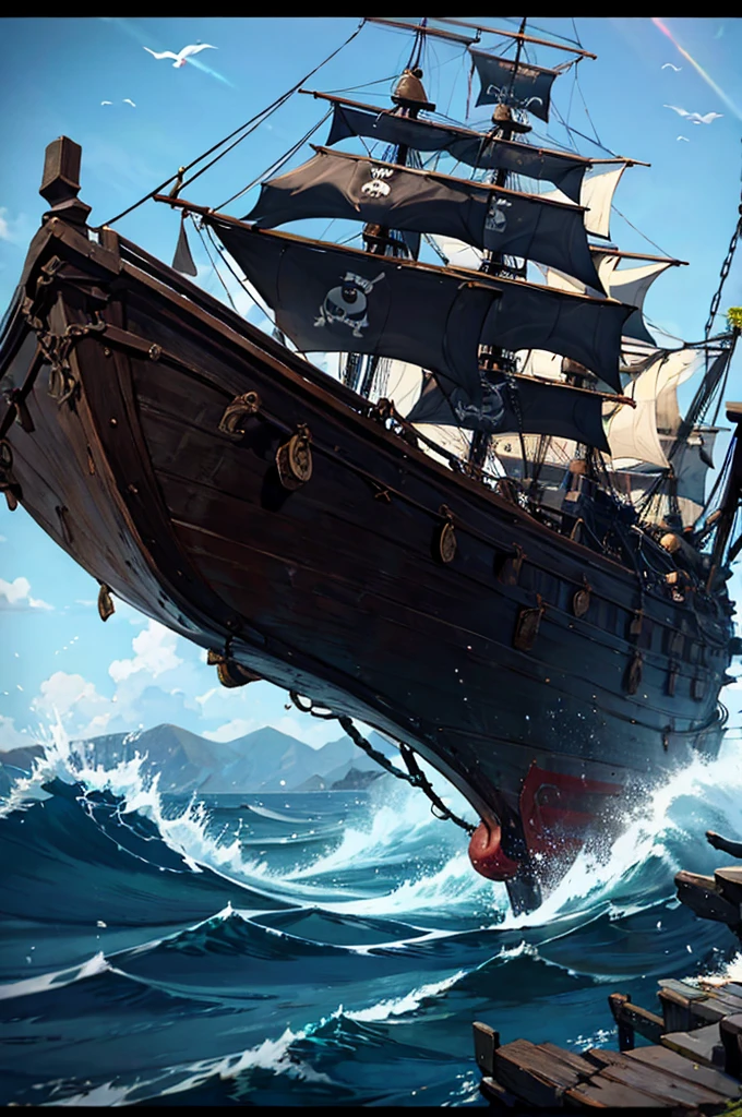 Pirate ship fighting a kraken