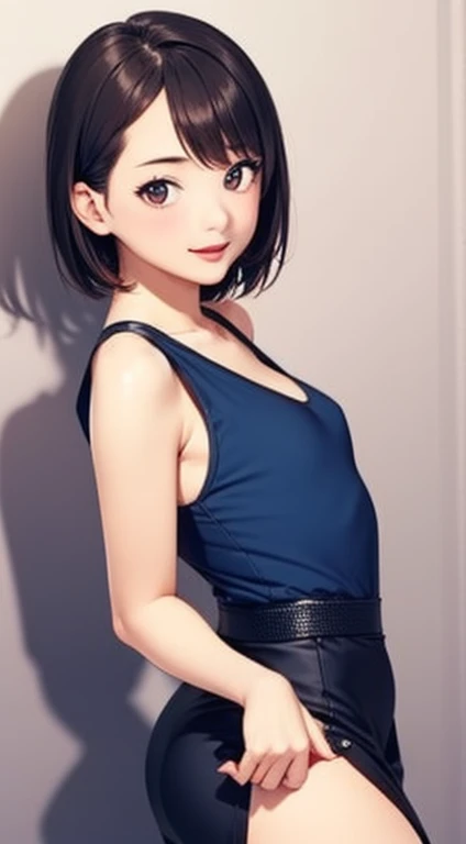 8k,masterpiece, bset quality,big, (1 girl), 2B, blue_eyes, black hair, short hair, professional lighting, (shiny skin: 1.2), shiny big, ((best quality)), sharp focus: 1.2, highly detailed face and skin texture, perfect face, perfect body, blur art, cg, background, Big breasts, presence (20yo, mature cool and beautiful face), wearing ((dirty overalls), white taut shirt, thigh), blush, (mittgal), random pose, top view, perfect eye, angry face
