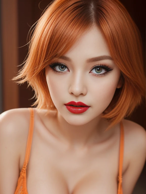 (highest quality、16K high resolution、Super detailed、masterpiece、Live shooting、realistic:1.4、hyper realism:1.4、sharp focus、very delicate and beautiful、 sexy, standing, topless, blue thong, cowboy hat, open denim vest, cute butt、(show your breasts:1.3)、(super beautiful)、(beautiful face:1.5)、(detailed face)、(thin and beautiful eyes)、Perfect round eyes、lip details、(lipstick:1.1)、(eyeliner:1.2)、(mascara)、(eye shadow)、sex appeal、light orange hair、full body shot、At NSFW