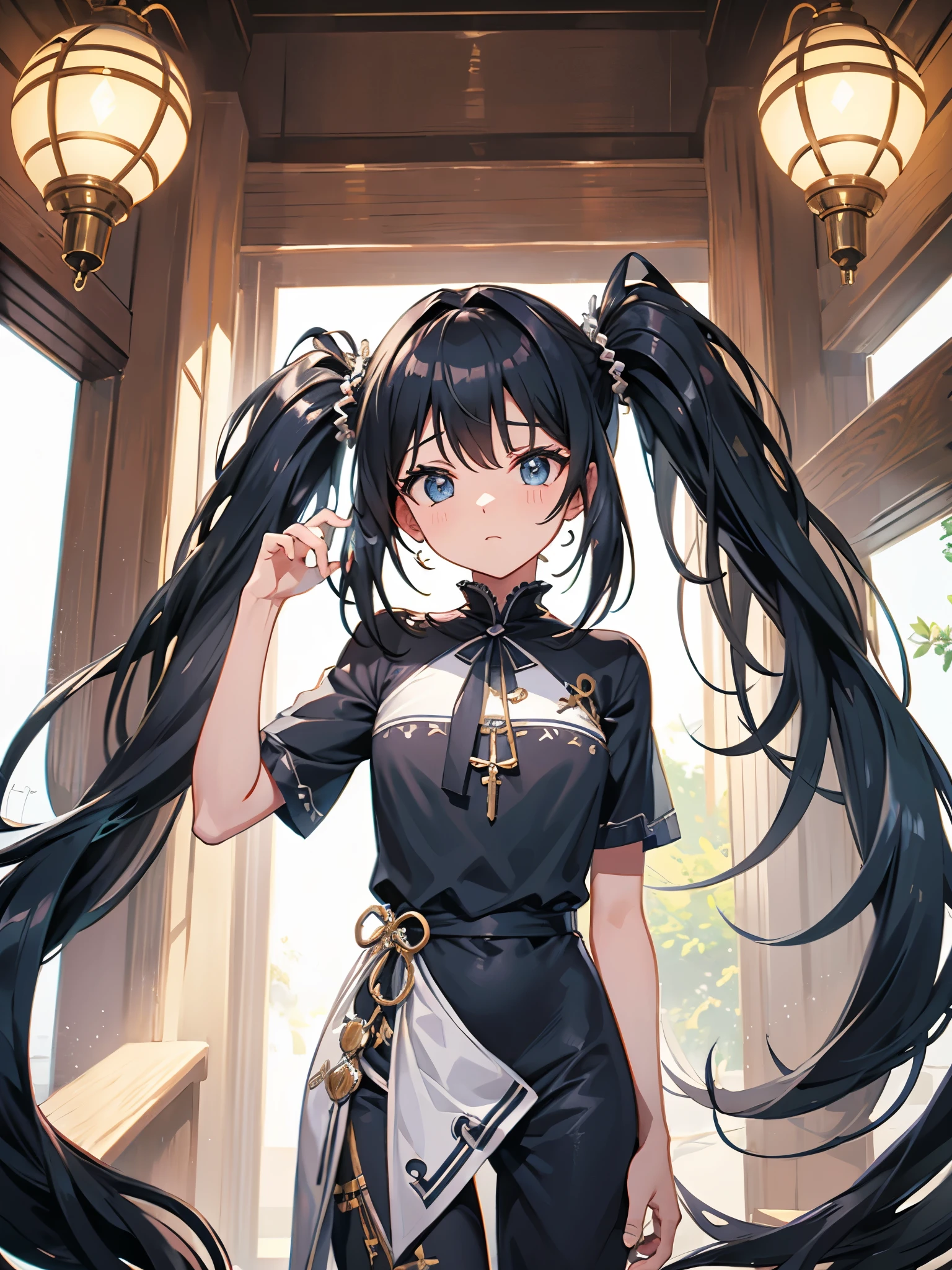 seios, Colossal, twin tails, cabelo prateado, Padre, lado, santo, Nojento