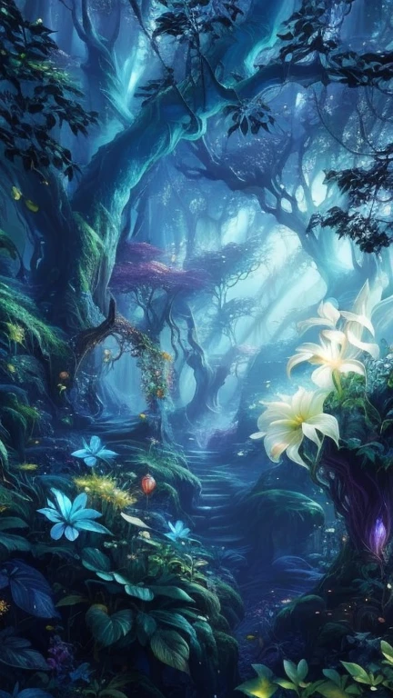 A forest painting with flowers and trees as the background, magical fantasy forest, enchanted magical fantasy forest, fantasy forest, enchanted forest backround, magic fairy forest, Magical environment, enchanted and enchanted forest, fantasy magic vegetation, enchanted forest, fairy forest, fairy forest, fairy tale kingdom forest, fantasy forest environment, fantasy forest landscape, a fantasy forest, enchanted forest