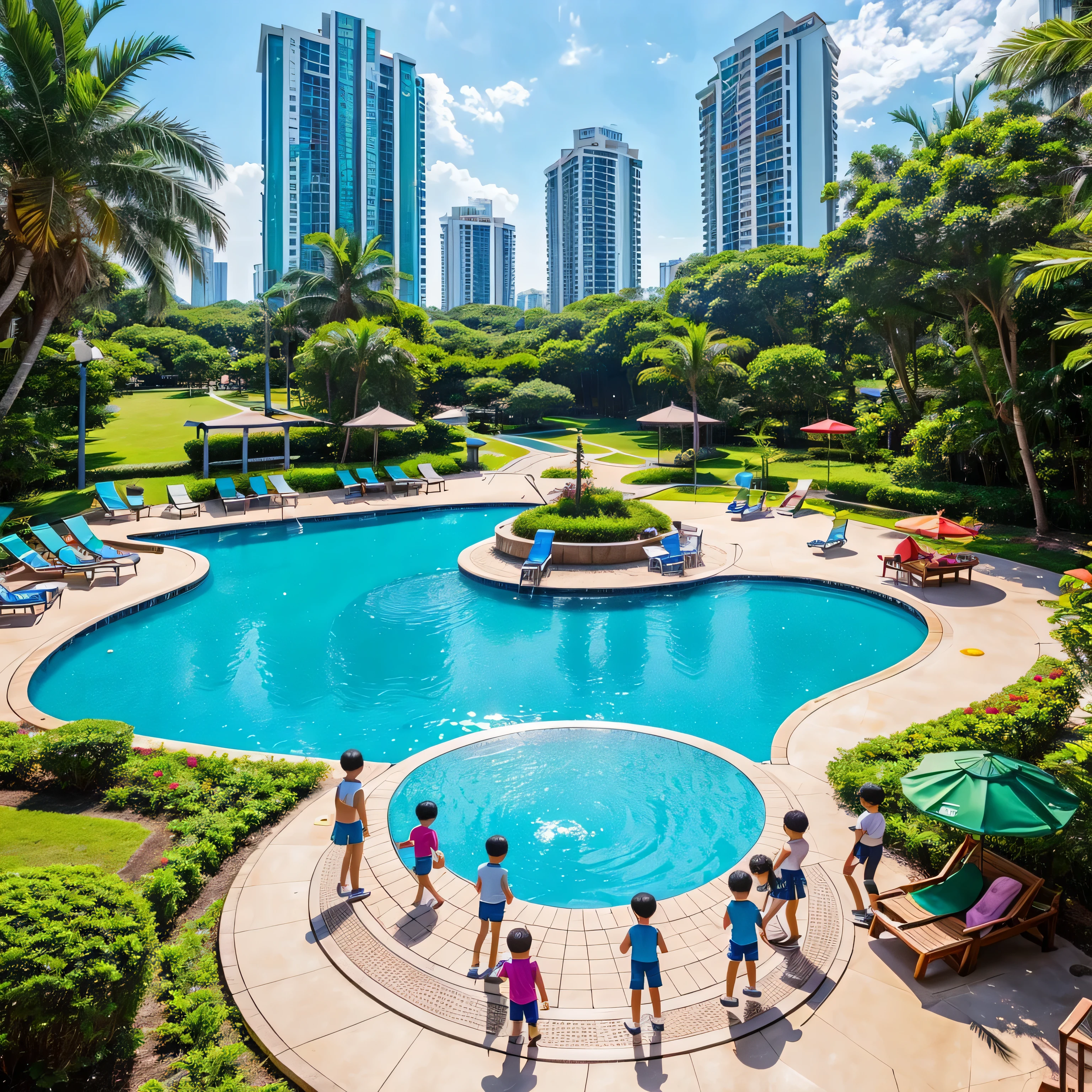 LEISURE AREAS ATTRACT FAMILIES TO BUY PROPERTY, leisure area in residential condominium, family leisure, children playing in park