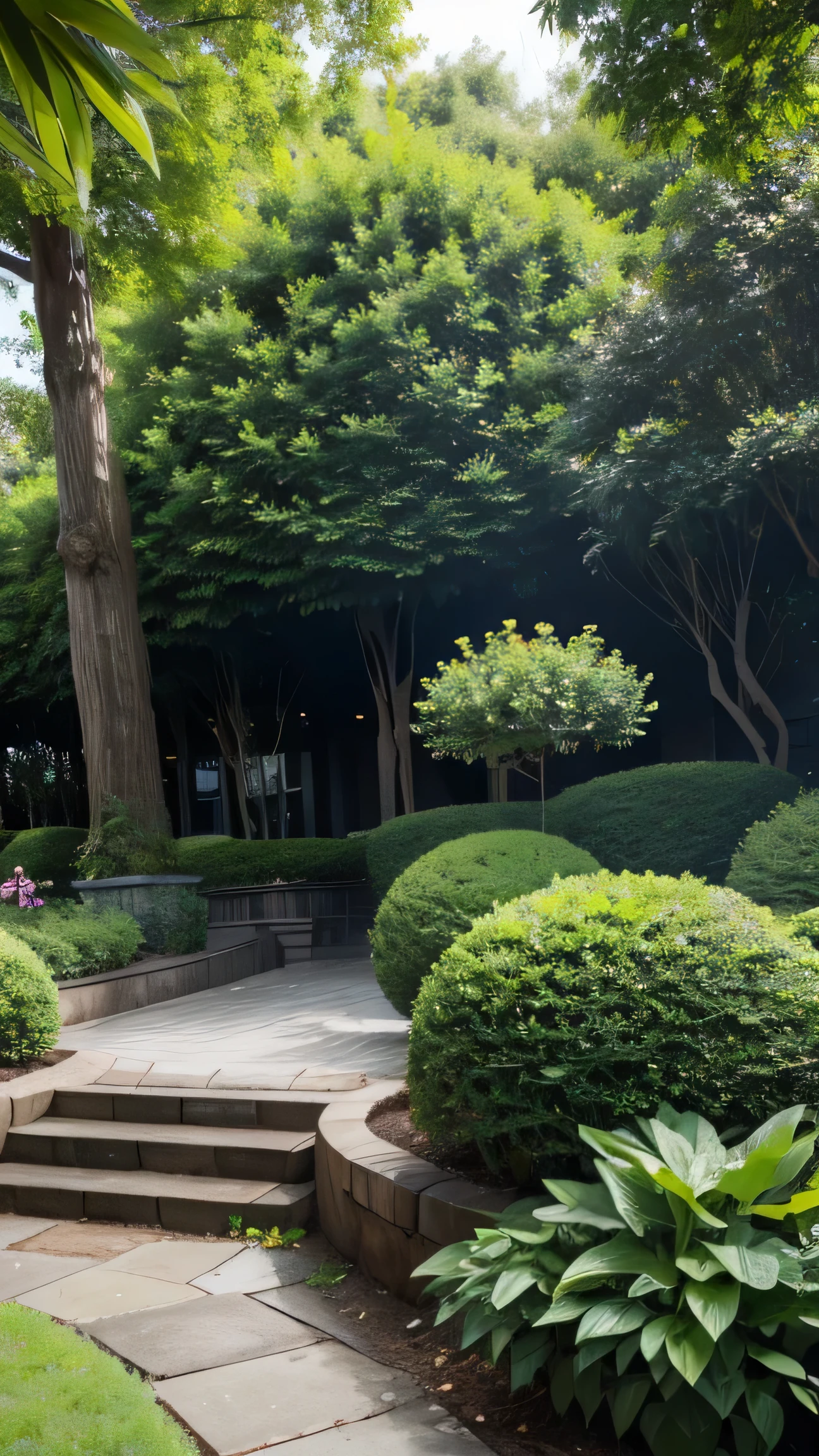 Cloudy park,lush greenery,plant