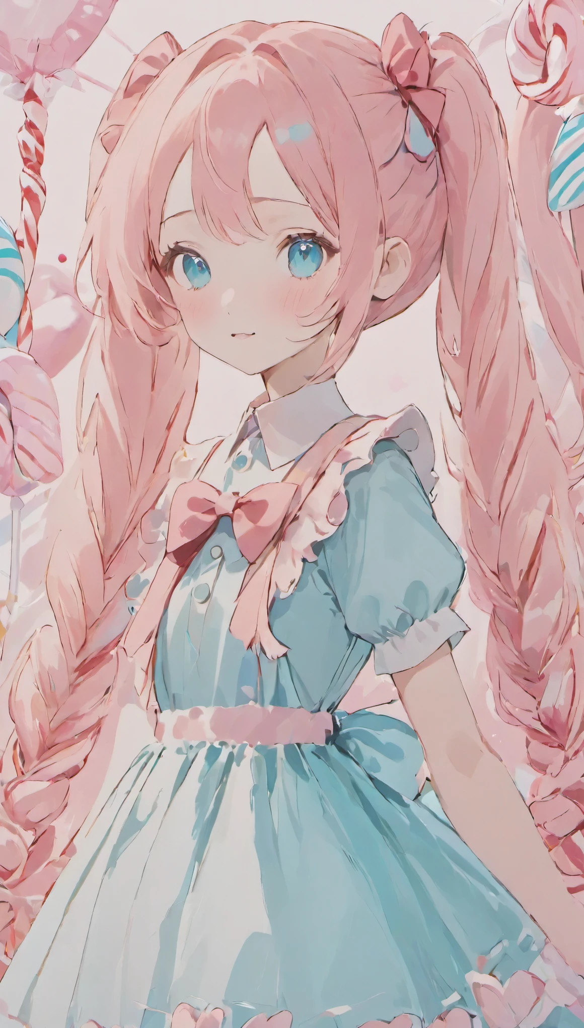 anime girl with long hair and a bow in a dress, cute cute girl, cute anime girl, pink twintail hair and cyan eyes, cute realistic portrait, Kawaii Anime Manga Style, Candy Girl, soft anime illustration, cute anime girl portraits, candy pastel, , splash art anime , magical girl portrait, cute anime girl portrait