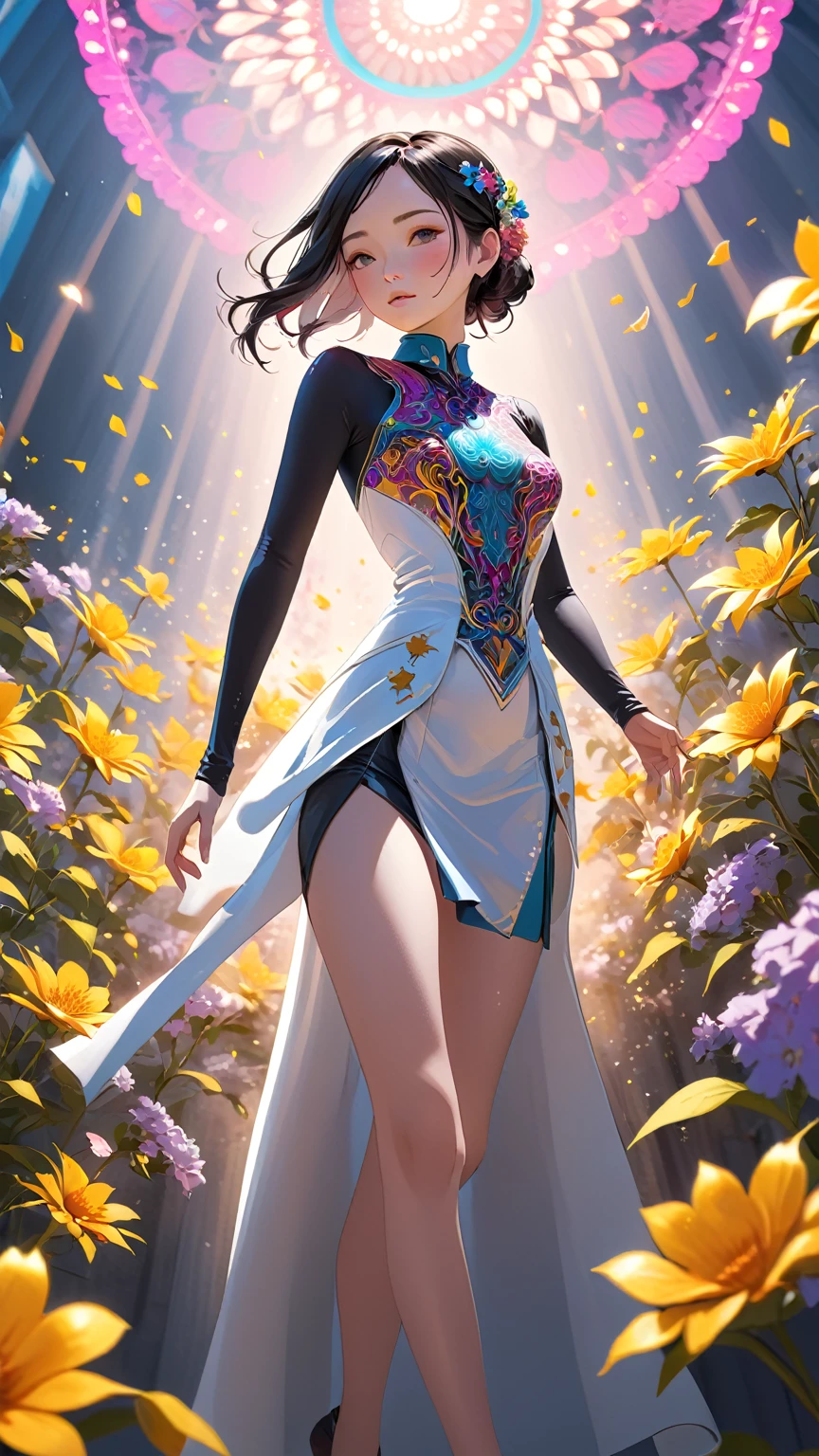 (((FULL BODY POSE))) (((SHOW PANTIES))) (((BIG GIANT BOOBS))) (((WHITE LONG HAIR))) ((GOOD FINGER, ANATOMY CORRECTED)) (((YELLOW BLACK LEATHER JACKET))) | A WOMEN WEAR ((SEXY OUTFIT)) FLOATING IN THE WATER ((BLUE SKY BACKGROUND)) ((FLOWER PETALS FAILING BACKGROUND IS A BLUE SKY)))) HORIZON PLANET FULL OF (((STARS))) | big eyes, ((big boobs)) sexy pose, big thigh, full body, large breasts, open legs, show panties, smile, portrait knights of zodiac, extremely detailed ((pixiv arts)), high detailed official artwork, [ tarot card ]!!!!!, detailed key anime art, knights of zodiac anime, beautiful celestial mage, firefly from honkai star rails, full body | (dynamic angle:1.1), outline, ((thick line art)), cover, stylish, official art, (details:1.2), (fantasy), garden, (bloom:1.1), glow:0.2, shadow, nature, flower, splash water, crystal, snowflakes, particles, bokeh, anamorphic light (depth of field), sharp focus, (volumetric lighting), (bokeh:0.6), film grain:0.4, (soft lighting:1.1) (VIGNETTE:1) | high-quality, ultra-detailed illustrations, ultra-high resolution, (high resolution, overwhelmingly pixel-perfect, luxurious illustration), (Ultra Quality, Masterpiece, Ethereal:1.4) photorealistic:.1.4, UHD (8k, RAW photo, best quality, masterpiece:1.2)
