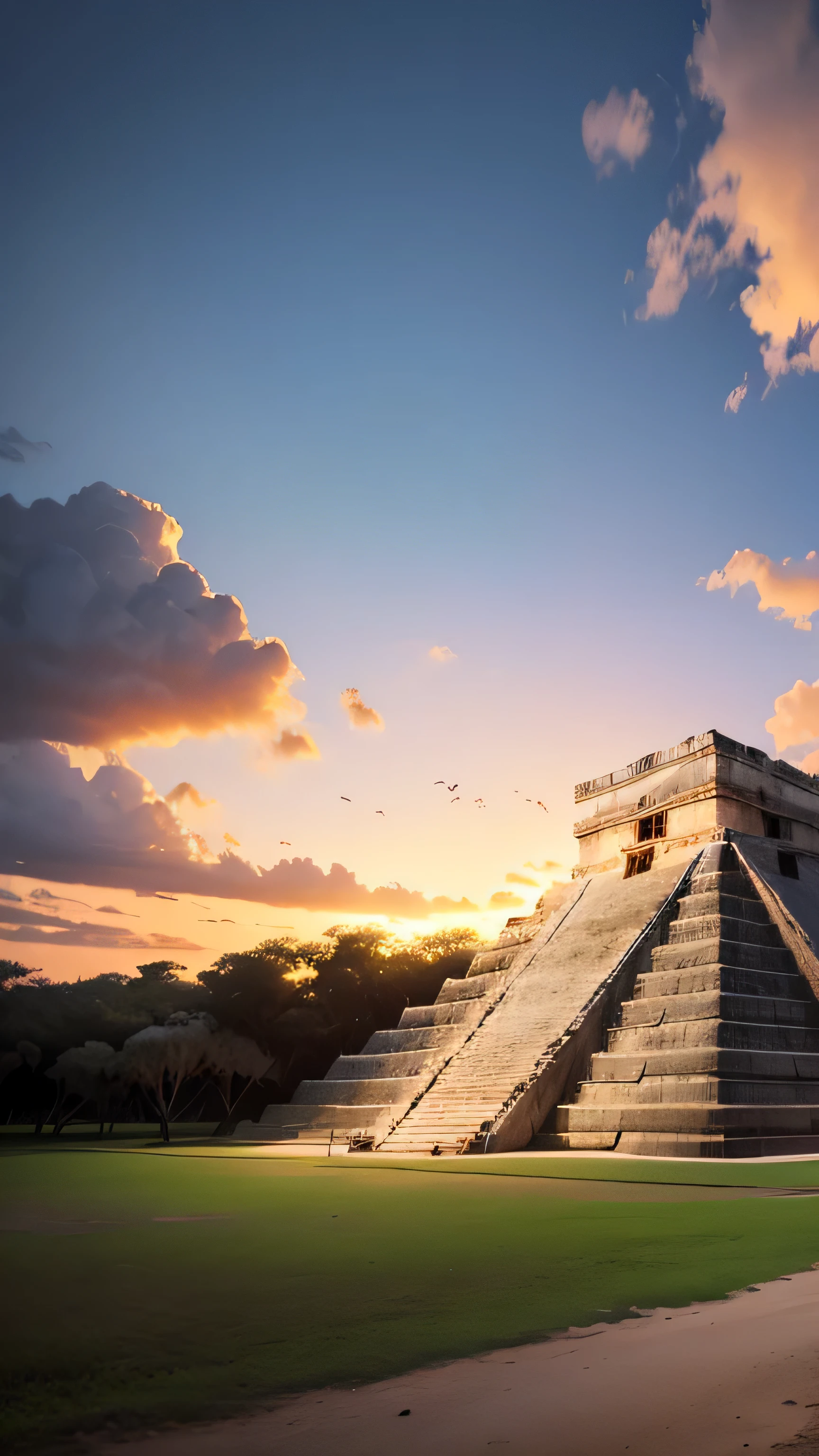chichen itza, mexico, ancient monument, twilight sky, 8k, high quality