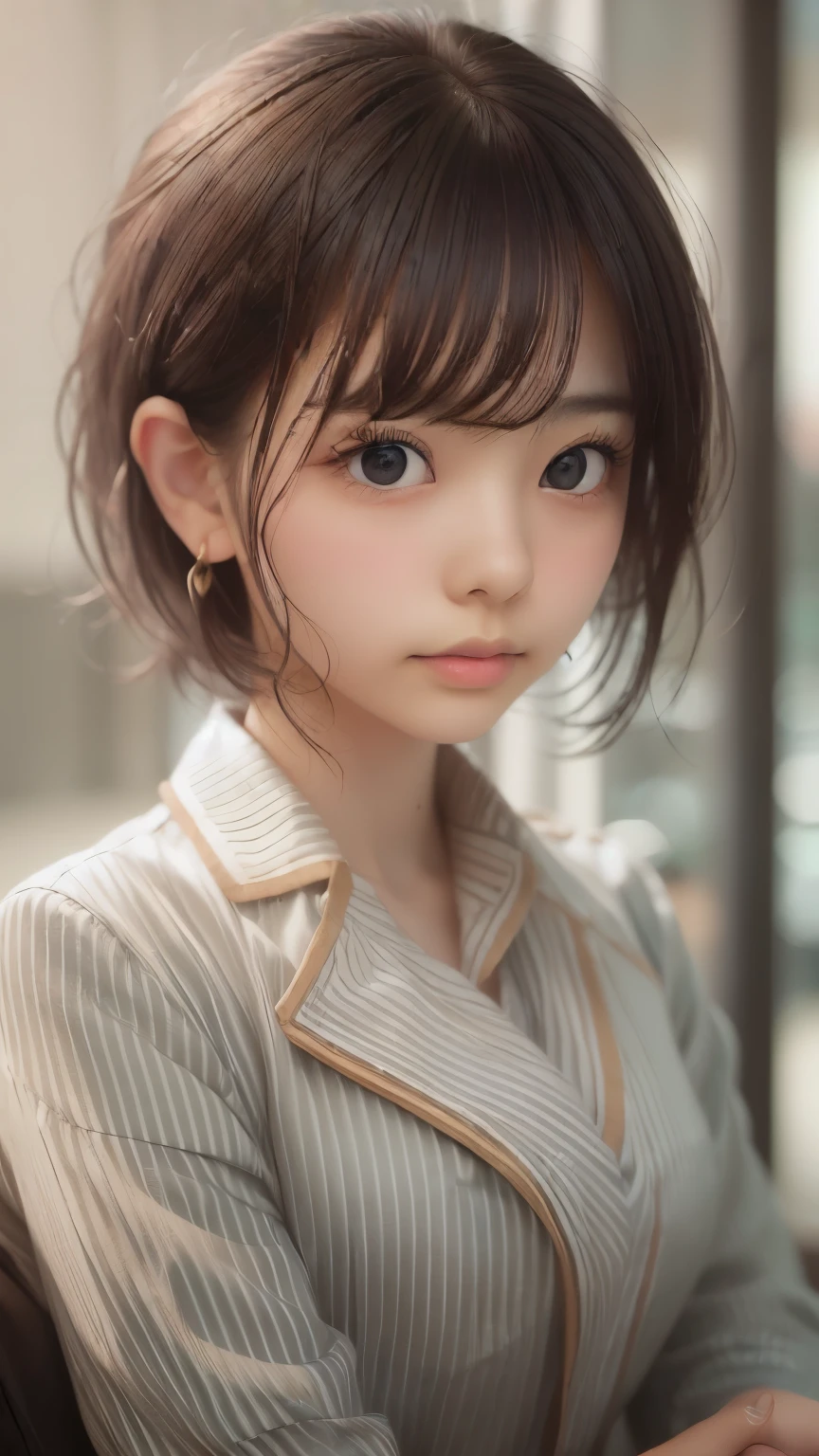 ((sfw: 1.4)), ((detailed face,  professional photography)), ((sfw, office lady, suit, extra short hair, sidelocks-hair, 1 Girl)), Ultra High Resolution, (Realistic: 1.4), RAW Photo, Best Quality, (Photorealistic Stick), Focus, Soft Light, ((15 years old)), ((Japanese)), (( (young face))), (surface), (depth of field), masterpiece, (realistic), woman, bangs, ((1 girl))
