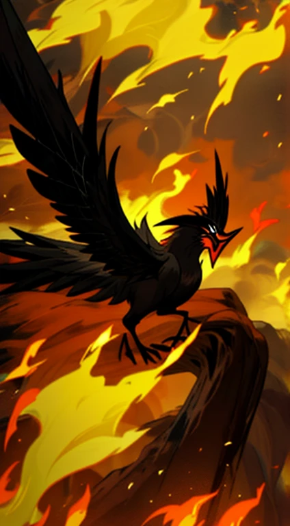 phoenix bird in flames, com garras, Garras gigantes, azul, marinha, detalhes extremamente altos, preto, animal, mito, escura, 4 asas, voando no sol