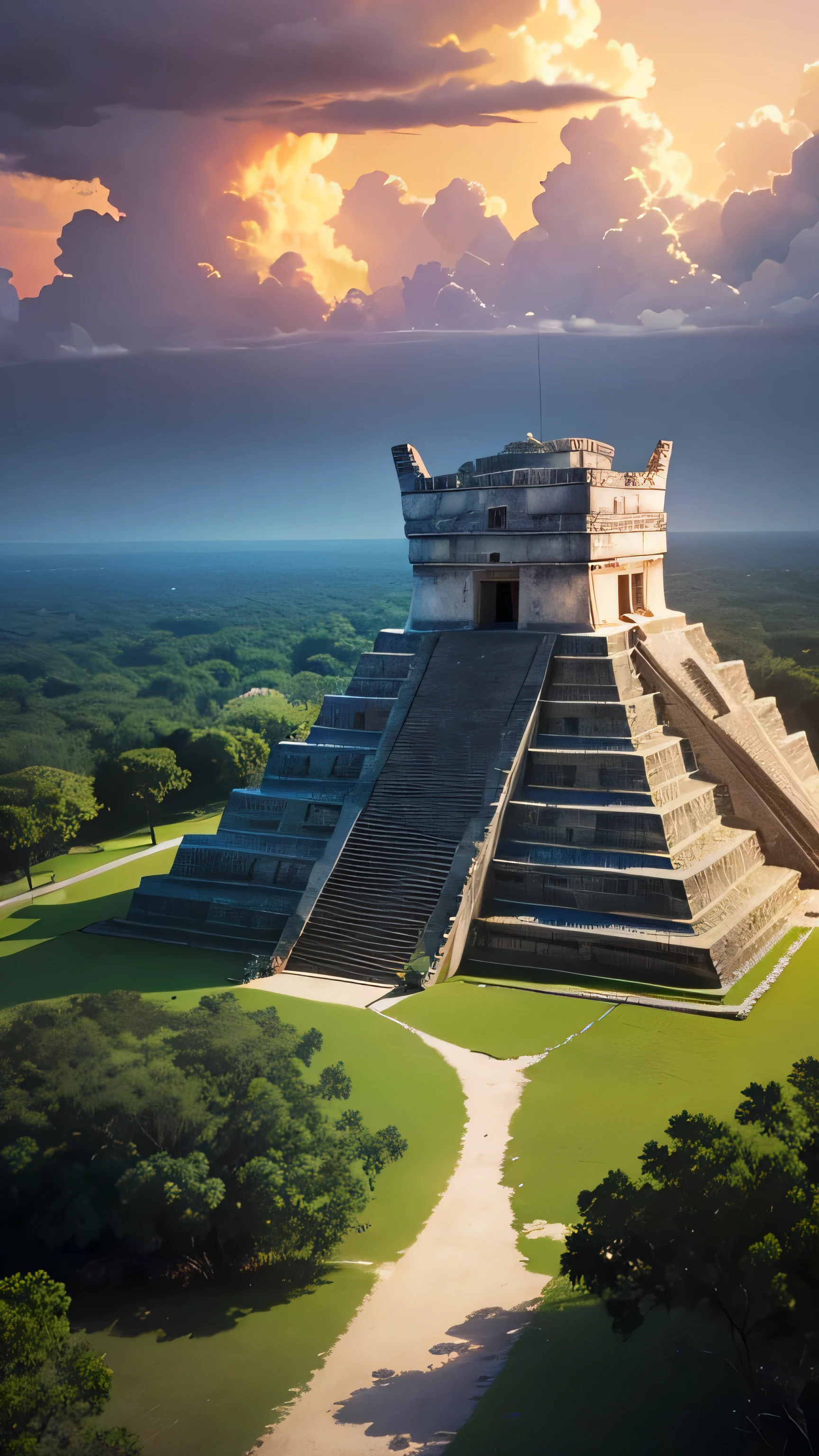 chichen itza, mexico, ancient monument, twilight sky, 8k, high quality