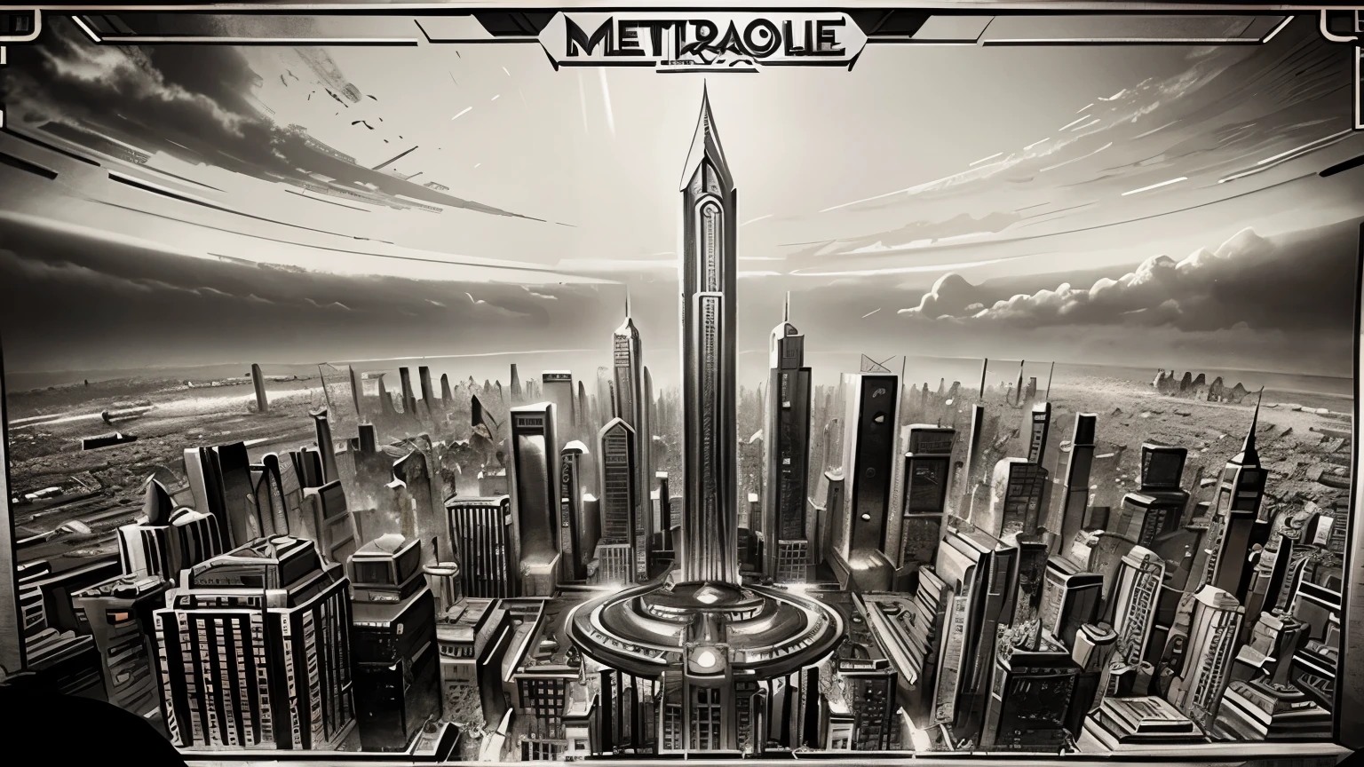 metropolis movie city 1920's drawing style