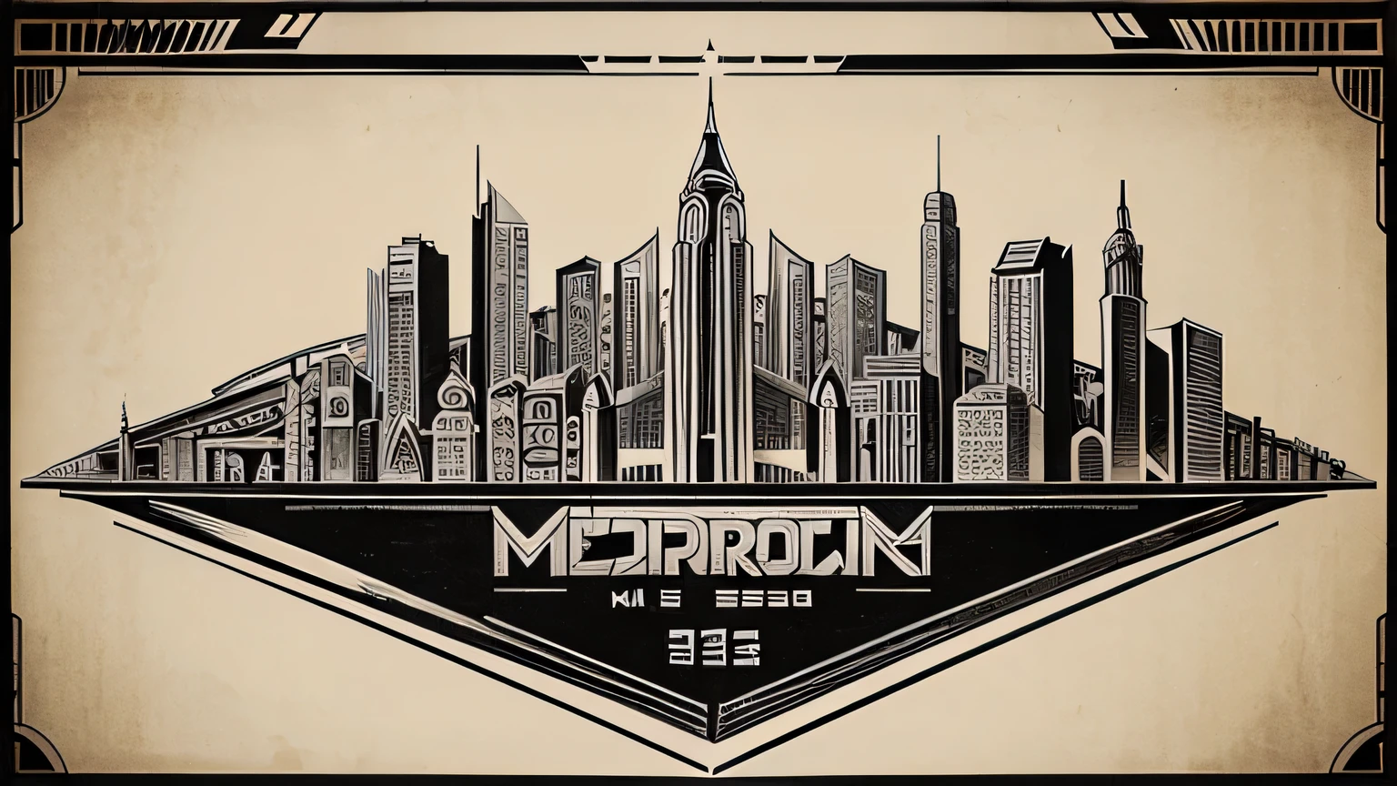 metropolis movie city chart in 1920's drawing style