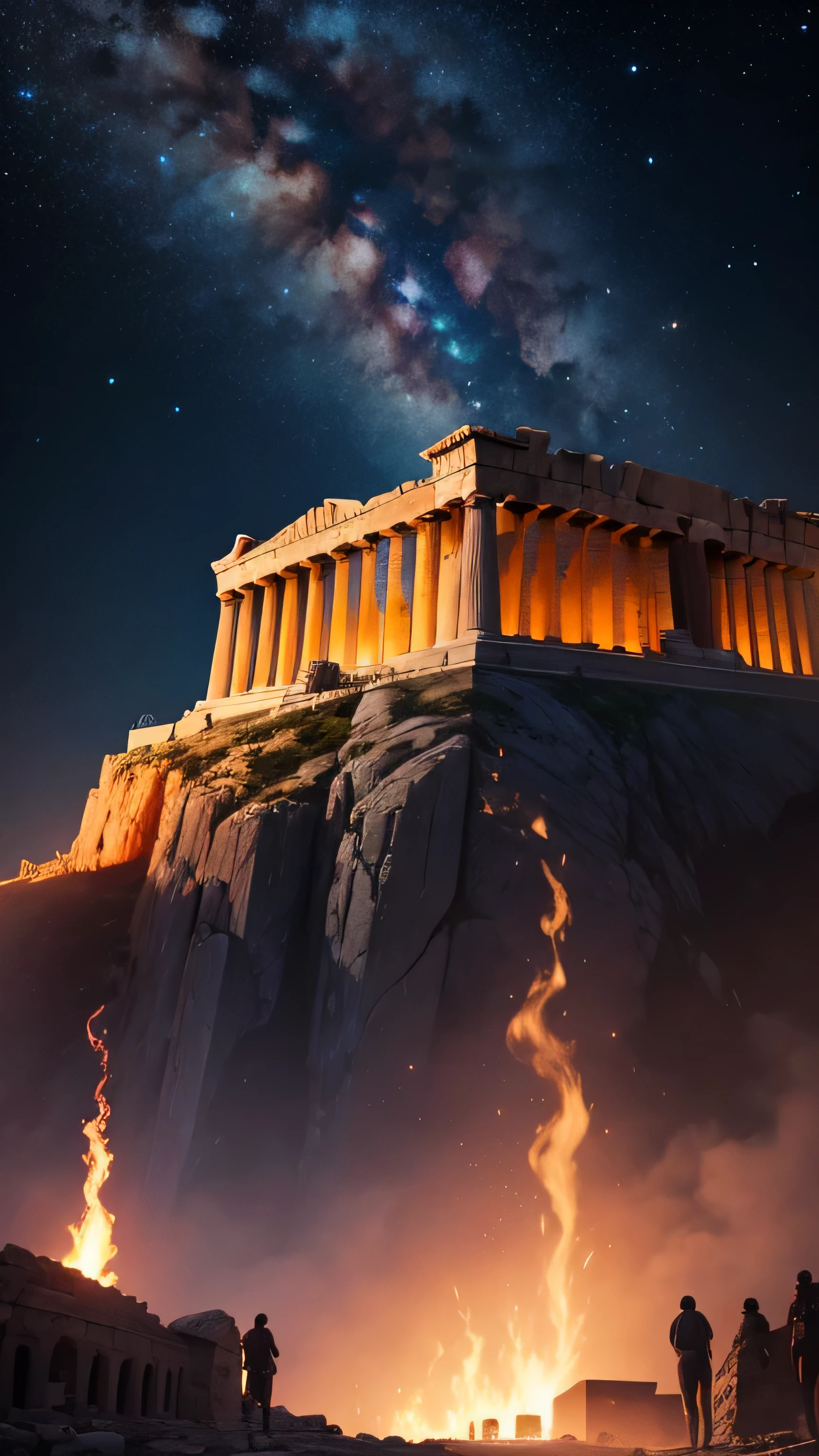 the acropolis, yunani, ancient monument, night sky, 8k, high quality