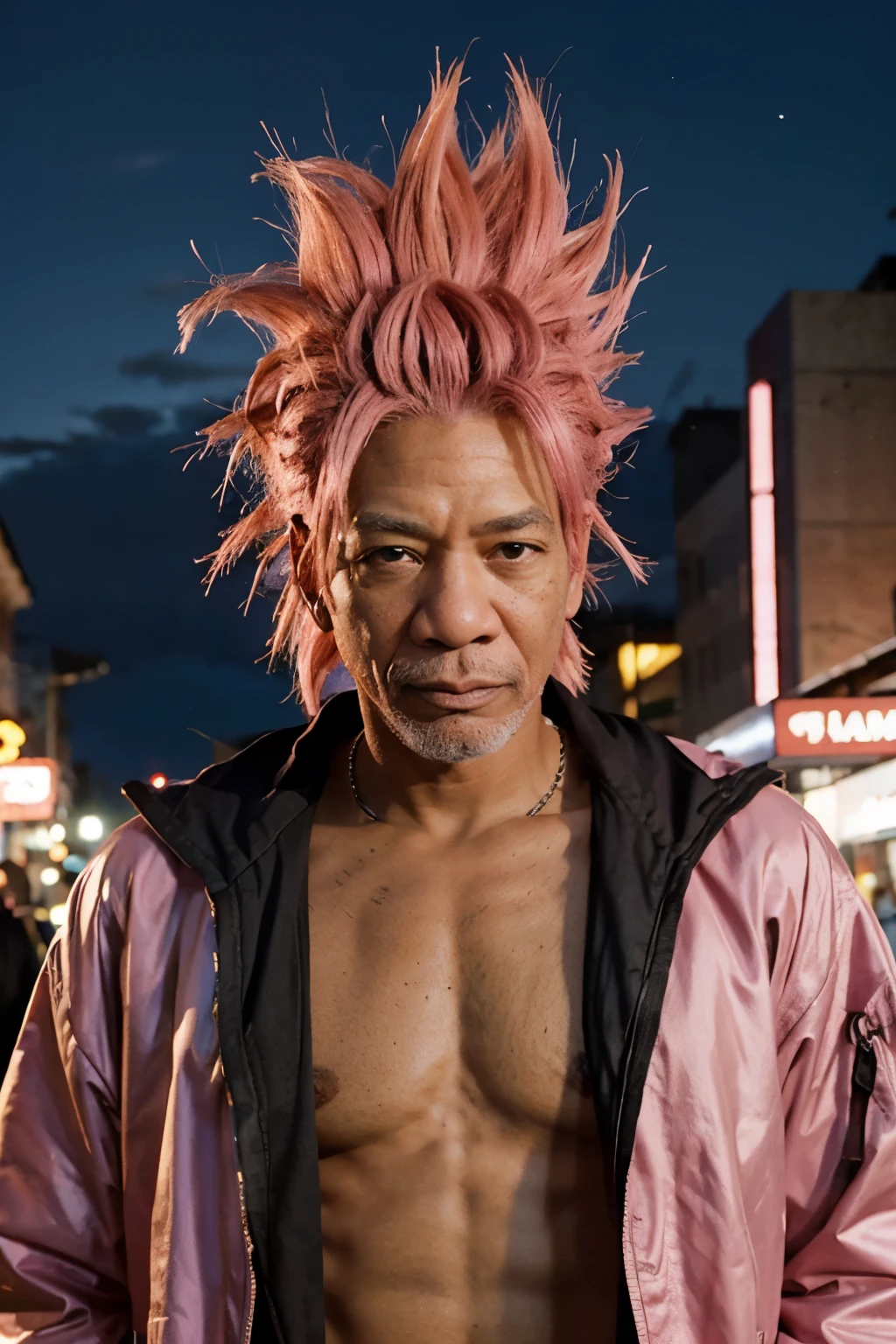 Pink haired Super Saiyen Morgan Freeman