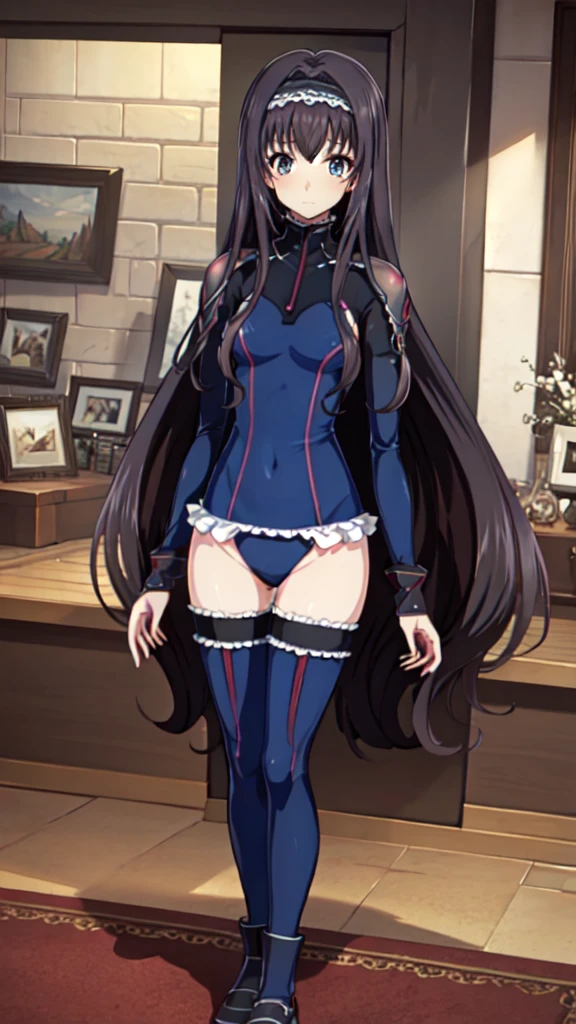 ((full body))，(squat，open your legs)，realistic, (4k), written boundary depth, (masterpiece), (realistic skin texture), very detailed, Complex, very detailed, High resolution, professional photography, , written boundary depth, sharp details, 最high quality, ruffle swimsuit，Thighhighs，Detachable Sleeve Aero Rose，looking at the viewer, ((1 girl, alone)), ,High resolution，((Day:1.5)),indoors, ((very detailed背景)), cowboy shot,dynamic angle，1 girl,,(shiny skin:1.3),(Beautiful and dense skin),(thin hair), masterpiece, high quality, High resolution, confused,(beautiful and aesthetic:1.2), beautiful hands, (4k), 8K, perfect balance,(very detailed CG Unity 8k 壁紙), perfect hands, embarrassing, blush, light_vestige,Complex詳細,Depth of written boundary, extremely delicate and 美しい,professional photography, Bokeh, High resolution, sharp details, 最high quality,  thick thighs,beautiful eyes, beautiful background, cyber punk，futuristic landscape，outdoor，最high quality, Super detailed,