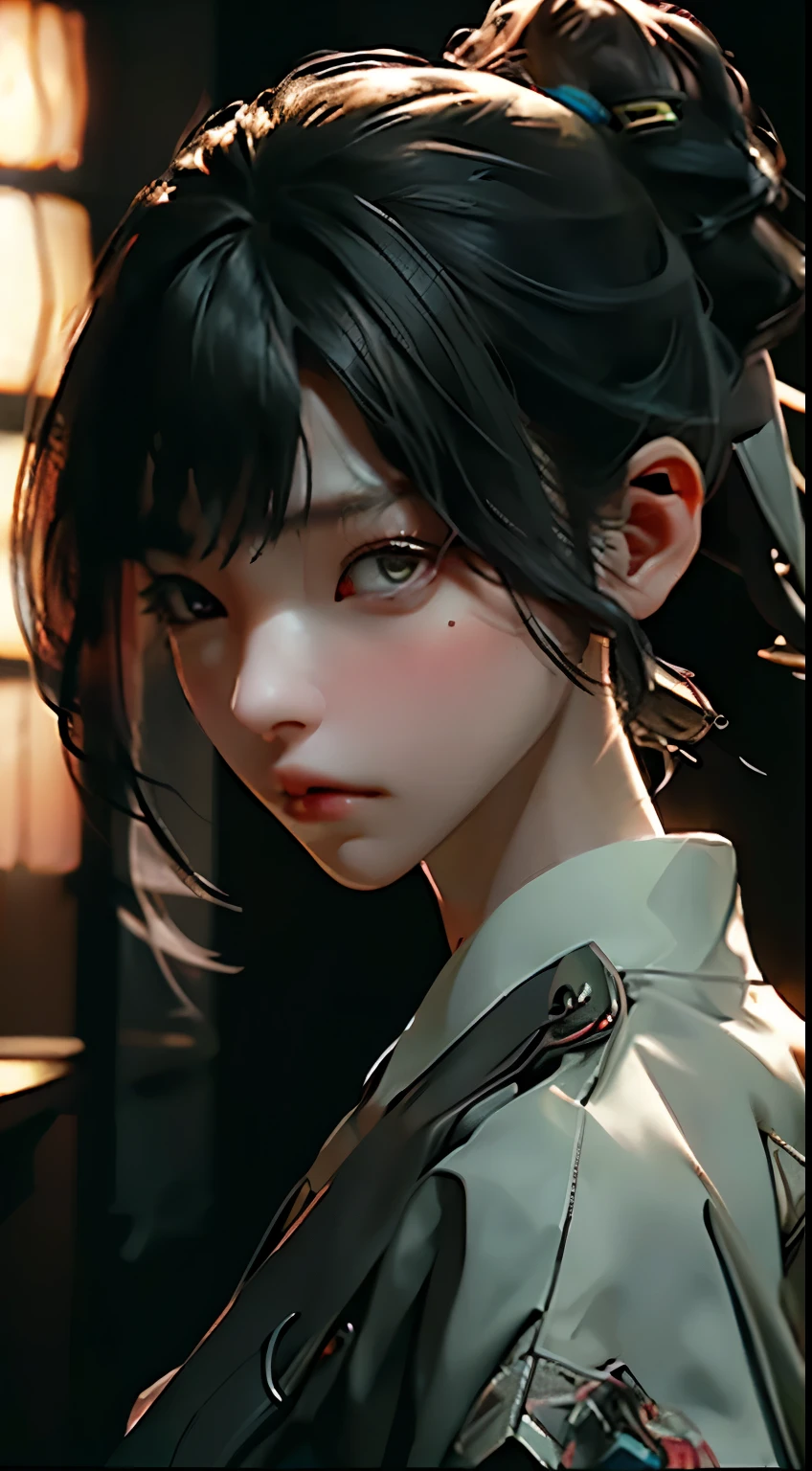 ((Best quality)), ((masterpiece)), (detailed:1.4), 3D, an image of a beautiful cyberpunk female,HDR (High Dynamic Range),Ray Tracing,NVIDIA RTX,Super-Resolution,Unreal 5,Subsurface scattering,PBR Texturing,Post-processing,Anisotropic Filtering,Depth-of-field,Maximum clarity and sharpness,Multi-layered textures,Albedo and Specular maps,Surface shading,Accurate simulation of light-material interaction,Perfect proportions,Octane Render,Two-tone lighting,Wide aperture,Low ISO,White balance,Rule of thirds,8K RAW,
