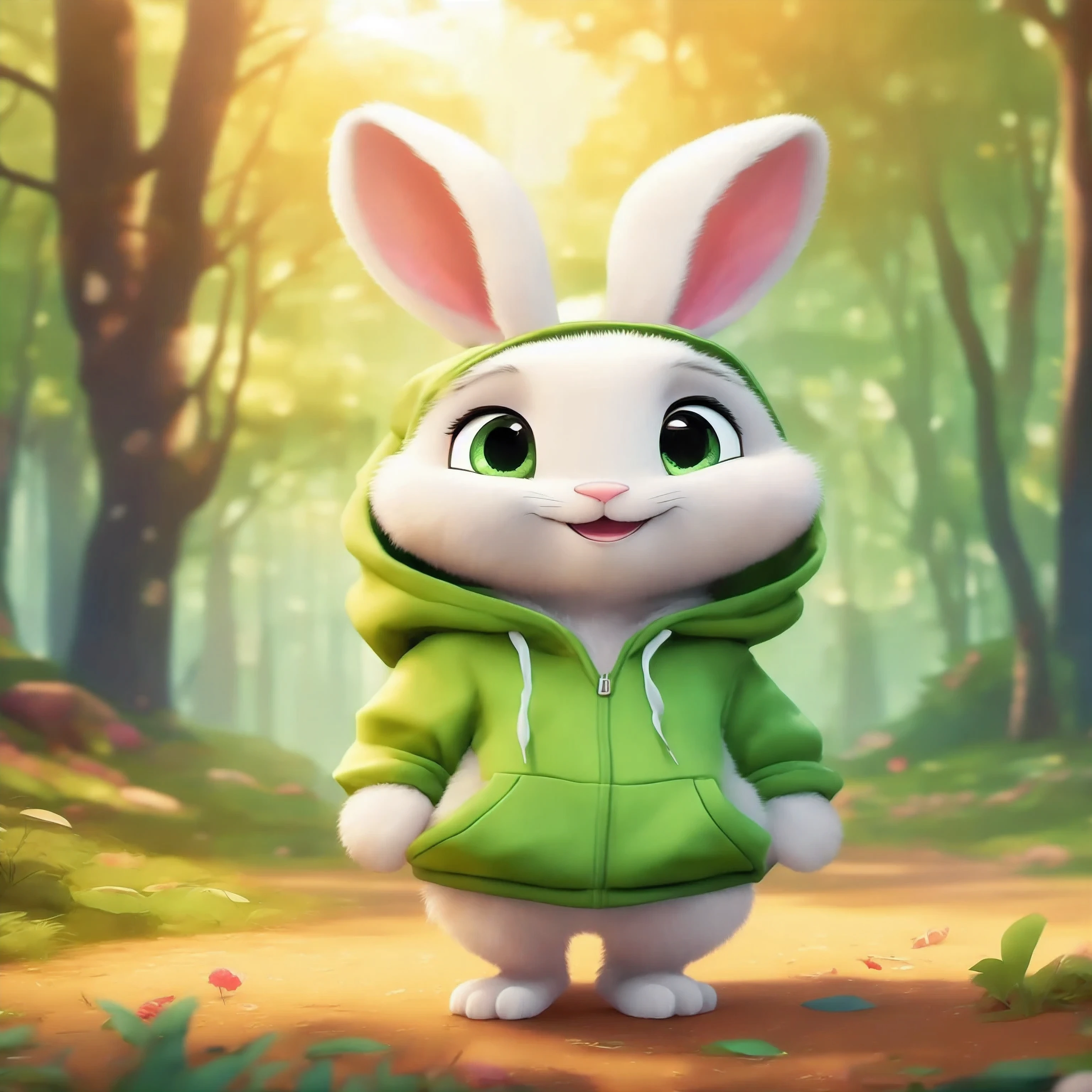 Close up of cartoon bunny wearing green hoodie, Lola Rabbit fan art, Cute Anthropomorphic Rabbit, mob_Features, a portrait of Judy Hopps, Judy Hopps, cute cartoon Features, cute numbers, cute numbersArt, Lovely and detailed digital art, Astrie Lohne, Anthropomorphic Rabbit, Wojtek FUS