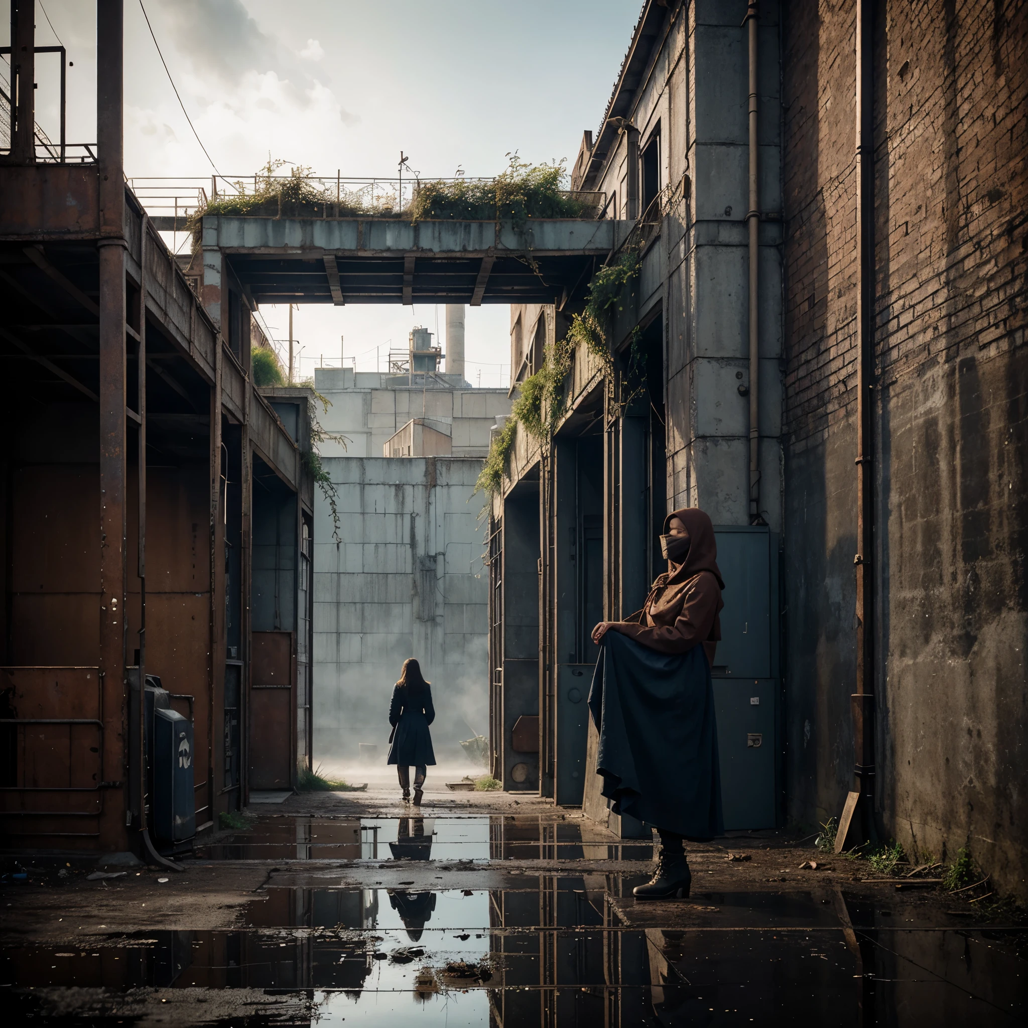 ## Prompt for Midjourney based on "The Wind-Up Bird Chronicle":
**style:**
* Dark ambient
* Surreal
* gloomy
* Detailed
**Elements:**
* Groovy Man with a key in his back
* rusty city, shrouded in mist
* Abandoned factory
* Bird in a cage
* Woman in a red dress
* Structures
* mirrors
* Times, going in the opposite direction
* Labyrinths
* Shadows and monsters
**Colours:**
* Navy blue
* Grey
* vinous
* gold
* rusty
**Examples:**
* Groovy Man, walking on a rusty bridge, against which an abandoned factory can be seen.
* Bird in a cage, hanging over the well.
* Woman in a red dress, standing in front of a mirror, in which the labyrinth is reflected.
* Times, going in the opposite direction, against the background of a dark sky.
**Additional instructions:**
* Use high quality textures.
* Add elements of rot and rust.
* Make the image atmospheric and suspenseful.
* Use the play of light and shadow.