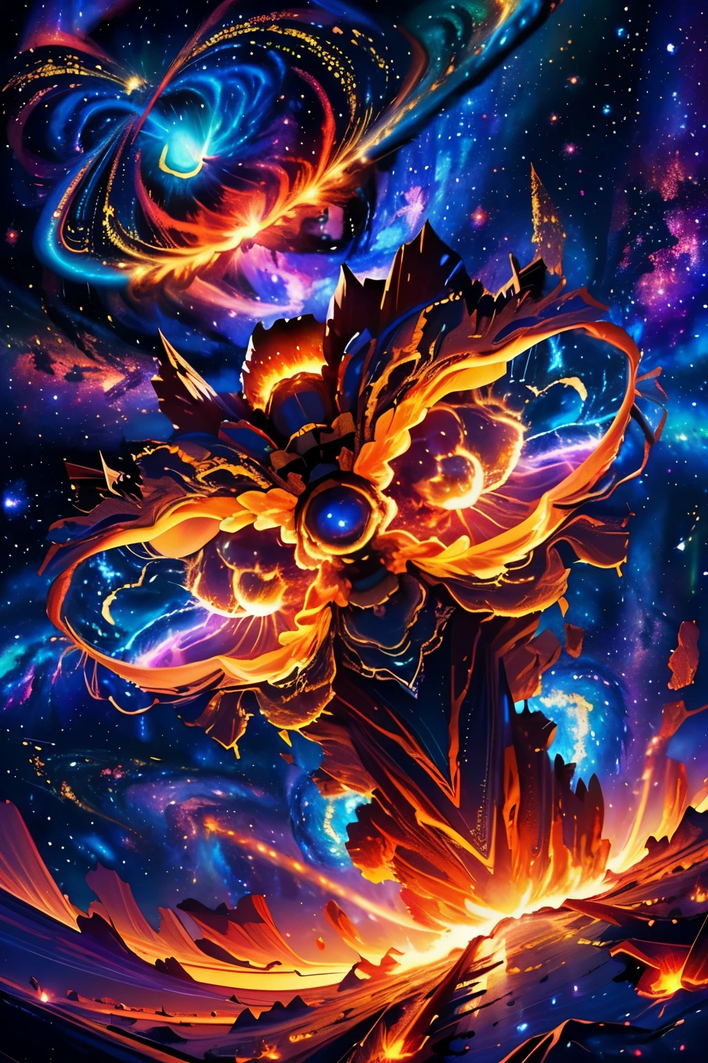 (NSFW, (((Masterpiece, Supernova Explosion, Photorealistic))), Explosive energy, Radiant glow, (nffsw, 8K Wallpaper, High resolution), Detailed textures, Cinematic lighting, Realistic 3D rendering, Cosmic event, Galactic phenomenon, (Extreme close-up: 0.5), (High angle view: 1.5), (Dynamic, Intense, Intense), Star birth and death, Cosmiccone, Nebula clouds, Swirling gas, Radiant colors, (Star shrapnel: 1.0), (Background: Milky Way: 1.5), (Explos