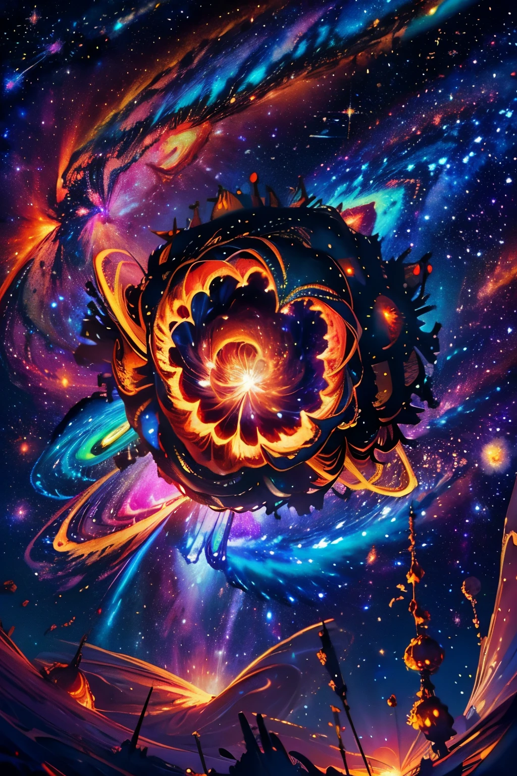 (NSFW, (((Masterpiece, Supernova Explosion, Photorealistic))), Explosive energy, Radiant glow, (nffsw, 8K Wallpaper, High resolution), Detailed textures, Cinematic lighting, Realistic 3D rendering, Cosmic event, Galactic phenomenon, (Extreme close-up: 0.5), (High angle view: 1.5), (Dynamic, Intense, Intense), Star birth and death, Cosmiccone, Nebula clouds, Swirling gas, Radiant colors, (Star shrapnel: 1.0), (Background: Milky Way: 1.5), (Explos
