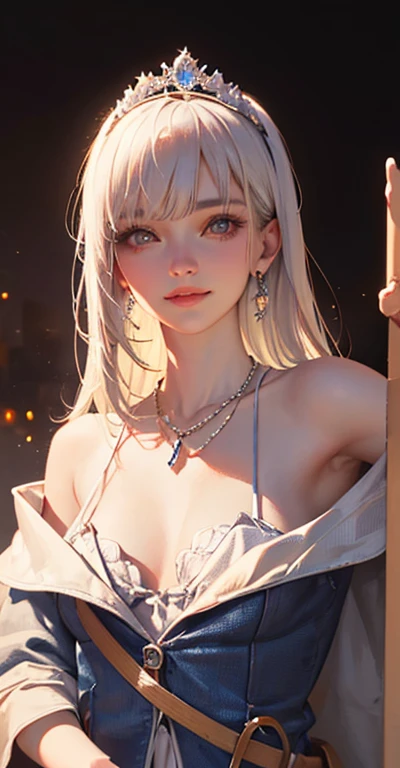 a bony girl, facing the front, underarm, armpit, nearly naked, thin body, skinny in a skimpy priestess outfit, （Highest quality authentic textured skin),(abyssal),(Fine, Round, Symmetrical eyes),Delicate facial features,(Burning bright and cold eyes), very slim and thin body, , skimpy outfit (She has a mischievous smile on her face),(Her face is gentle and beautiful), Glass earrings on the ears,,(Blonde hair), Asian face, (silvery blonde hair),(Dramatic photo:1.4),(dramatic pose),(flamboyant photo), symmetrical eyes, a beautiful painting，(Dramaticlight),(Magnificent scene),Epic realism,Cinematic feeling,(high-density imaging review:1.5),(Soft color:1.2),Ultra detailed,Dramaticlight,(intricately details:1.1),the complex background,