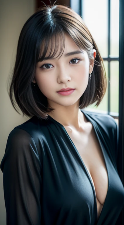 Simple white background,
Black Shirt,Long sleeve, Red scarf,Black Dress,
short hair,purple eye, 紫colorの髪,紫colorの鈍い前髪, 
1 Girl, 20-year-old,young woman,beautiful Finger,beautiful long legs,beautiful body,
beautiful Nose,beautiful character design, perfect eye, perfect face,expressive eye,Perfect balance,
View your viewers,(Focus on her face),Mouth closed, (Innocent_big_eye:1.0),(Light_笑face:0.3),
Official Art,非常に詳細な CG ユニティ 8K 壁紙, Perfect lighting,colorful, bright_front_face_Lighting,White skin,
(masterpiece:1.0),(Highest_quality:1.0), 超High resolution,4K,Super detailed,
photograph, 8K, High resolution, High resolution, Absurd:1.2, 400 for Kodak Port, Film Grain, Blurred Background, Bokeh:1.2, Lens flare, (Vibrant_color:1.2),プロのphotograph,
(beautiful,Huge_chest:1.4), (beautiful_face:1.5),(narrow_Waist),