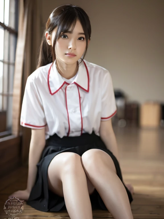 master piece，highest quality，official art，Highly detailed CG Unity 8K wallpaper，high school girl，very delicate and beautiful，超A high resolution，（Realistic：1.4），golden hour lighting，（Full body Esbian），In the classroom，（platinum short hair：0.8），（cute eyes），looking at the viewer，facing the front，smile，JK's Skirt， bust，high ，The shirt brings out long black hair，（no：1.5）， Close-up， master piece， best quality， RAW photography， Realistic， face， incredibly absurd solution， Depth of the bounds written， High resolution， super detailed， small details， very detailed， 非常に詳細な目とface， sharp pupils， Realisticな生徒， fix a sharp focus， cinematic lighting