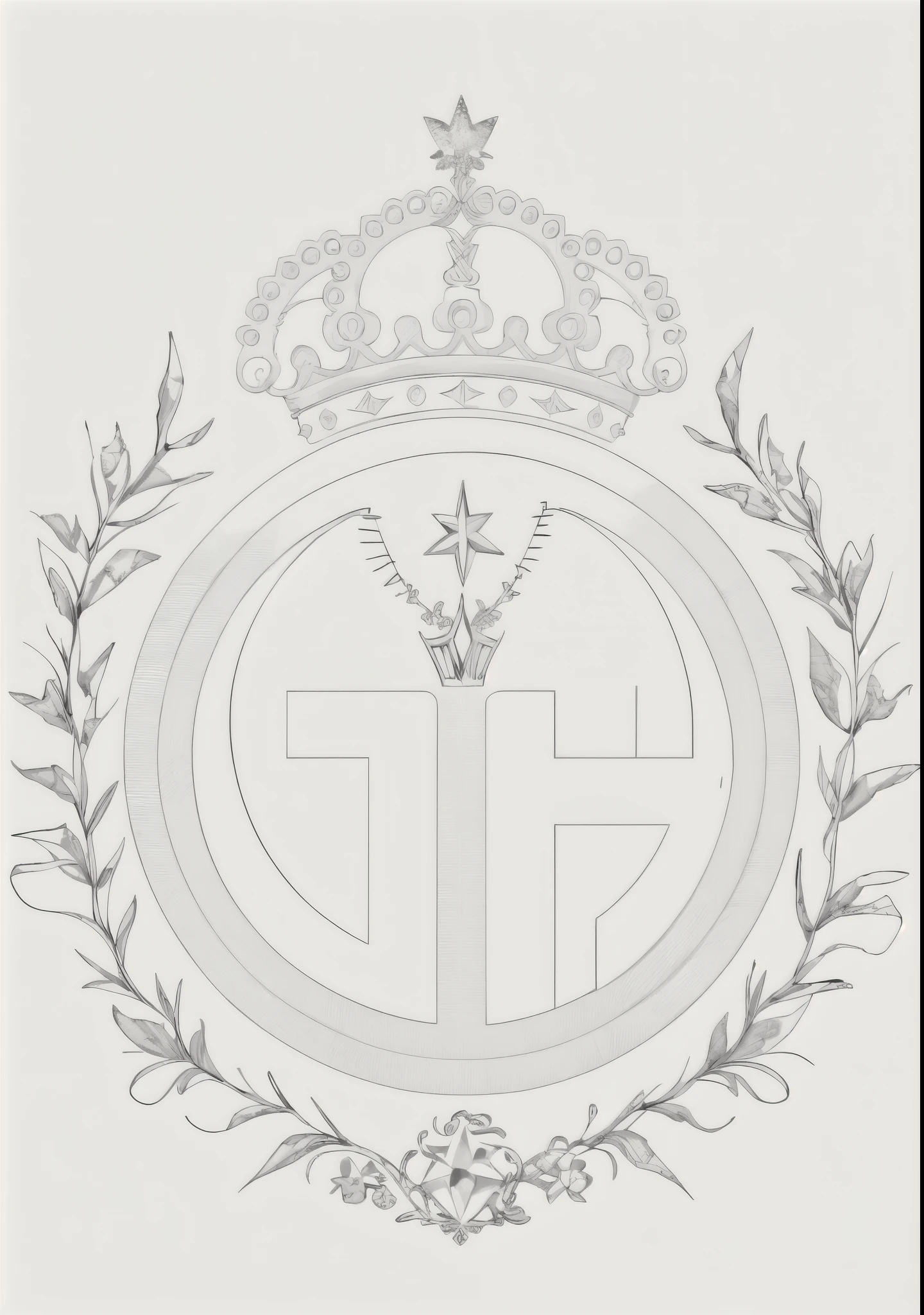 un dessin d&#39;un diamant avec une couronne sur le dessus, Logo sans texte, avec trident et couronne, insigne royal en arrière-plan, minimalist Logo sans texte, Logo ???? et blanc, droit d&#39;auteur tsr , trident, t intelligently plotted, par Jacob Toorenvliet, Dessin au trait épuré, Style d&#39;Alexandre Trufanov