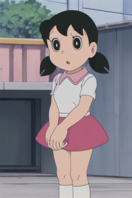 drsizukachan1, mini pink skirt,standing_split,white panty showing