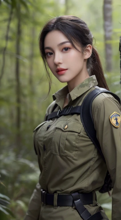 Masterpiece, Best quality, 超高分辨率, high detail photo, Unity 8k wallpaper, Extremely detailed CG:1.2),(RAW photo,:1.3), (photograph realistic:1.4), 1girll , Young, Physically-based rendering, Cute, (finerly detailed face:1.4, Detailed clothes), (Detailed:1.4) Beautiful face, Depth of field, Add layer, hyper realistic, blond woman in camouflage outfit posing in forest with backpack, gorgeous jungle ranger, military girl, infantry girl, soldier girl, wojtek fus, quiet from metal gear solid, forest hunter lady, in a jungle, ready for combat, in the jungle, high definition cgsociety, beautiful female soldier, cammy, in jungle, stunning cgsociety