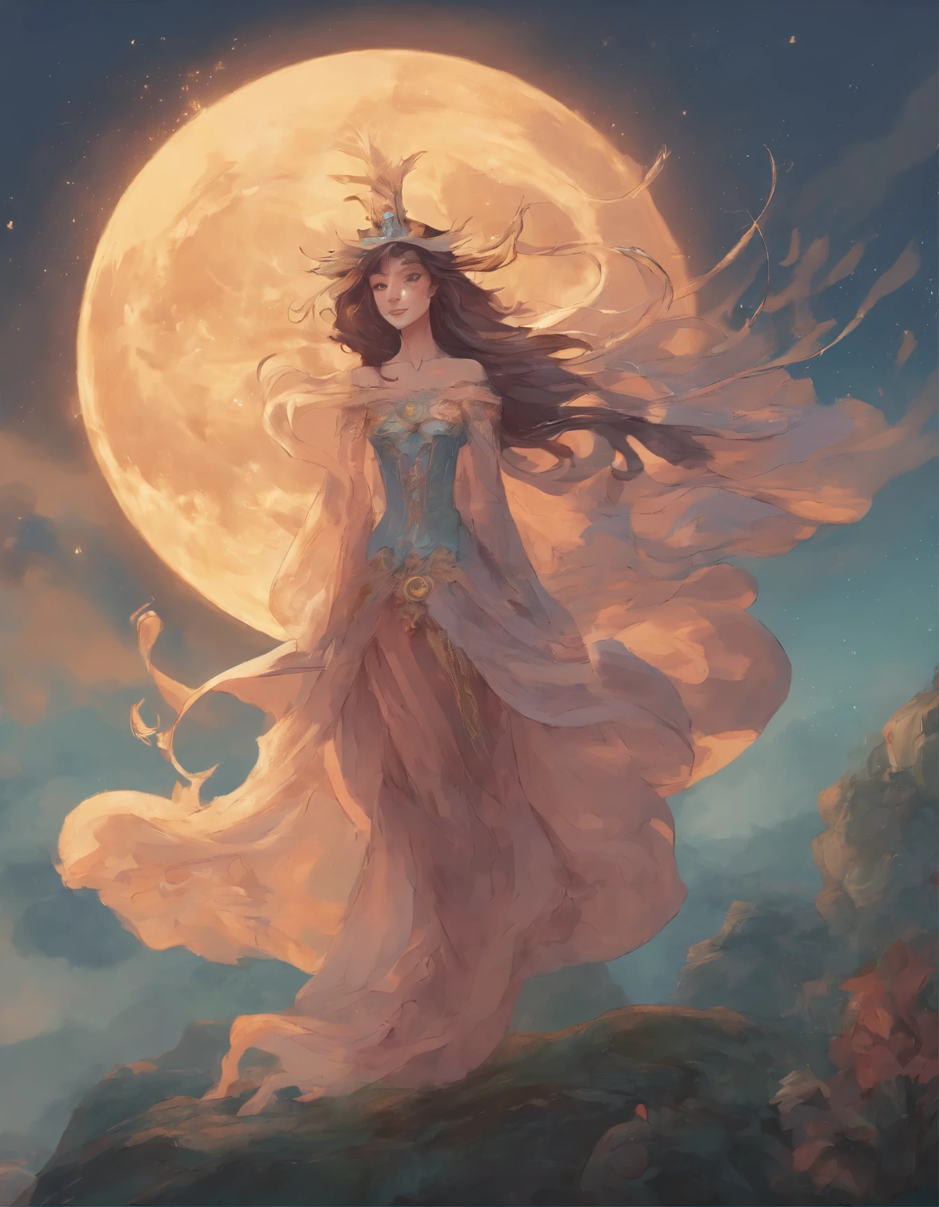 anime, person, person, person, person, person, person, person, person, person, person, person, person, person, the moon, concept art inspired by Peter Mohrbacher, Artstation contest winner, fantasy art, rhads and lois van baarle, in the art style of mohrbacher, brittney lee