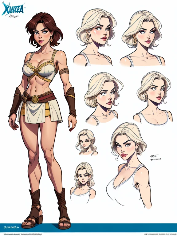 Turnaround sheet Imagem de desenho animado. Xena princesa guerreira