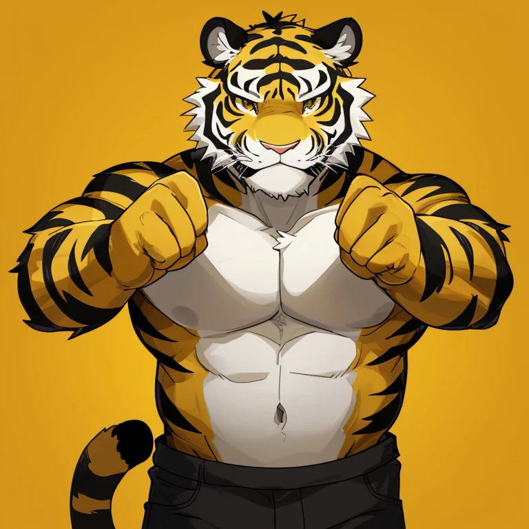 An anthropomorphic black tiger with yellow furry-style stripes on a character template