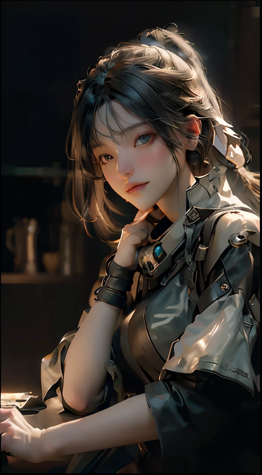 ((Best quality)), ((masterpiece)), (detailed:1.4), 3D, an image of a beautiful cyberpunk female,HDR (High Dynamic Range),Ray Tracing,NVIDIA RTX,Super-Resolution,Unreal 5,Subsurface scattering,PBR Texturing,Post-processing,Anisotropic Filtering,Depth-of-field,Maximum clarity and sharpness,Multi-layered textures,Albedo and Specular maps,Surface shading,Accurate simulation of light-material interaction,Perfect proportions,Octane Render,Two-tone lighting,Wide aperture,Low ISO,White balance,Rule of thirds,8K RAW,