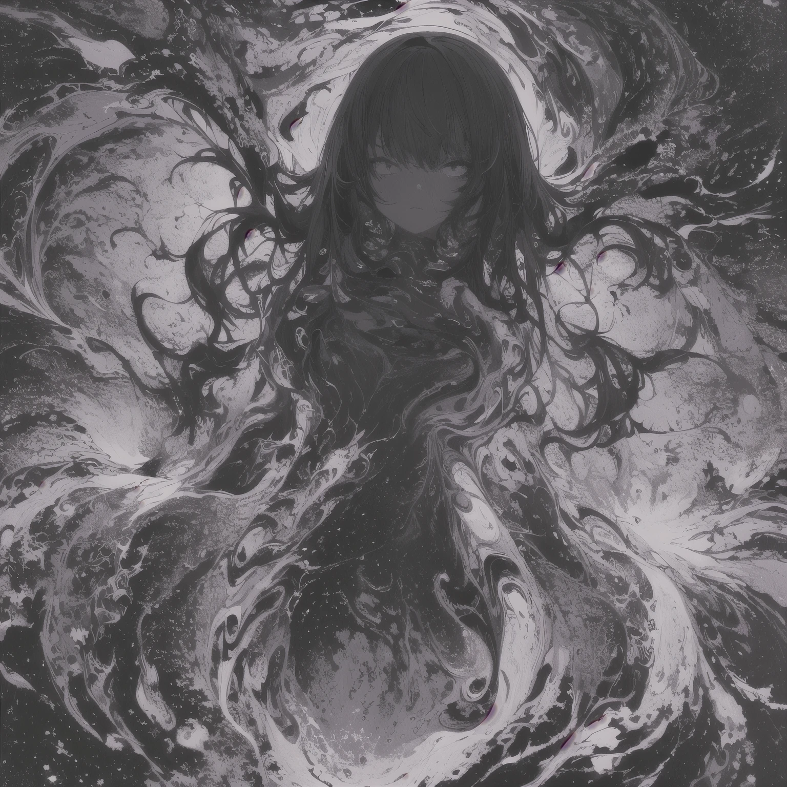 masterpiece, best quality, ultra high res, (abstract art:1.3), (dark theme:1.2), art, stylized, deep shadow, dark theme, 1girl, cosmic dress, cosmic beauty, in space, nebula, controlling the galaxy