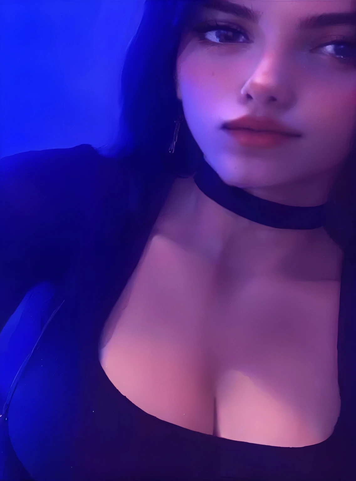 there is a woman with a black top and a black choker, 18 years old, she is about 20 years old, she is about 2 0 years old, 1 8 yo, 2 2 years old, 1 6 years old, she is about 2 5 years old, 21 years old, 2 3 years old, 19-year-old girl