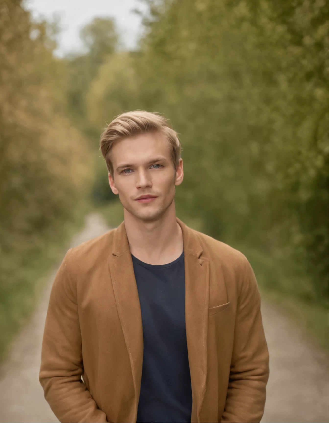 Photo of a breathtakingly beautiful German man, Green eyes, kurzes, unordentliches, windiges hellblondes Haar, Haare umdrehen, Nahaufnahme, enlarged portrait with narrow detail, on foot a (Laufsteg bei einer Modenschau, Szene, Models, Menschen:1.2) contributes (Casual designer clothing:1.3) (teures Handy an seiner Hand:1.3) (Beleuchtungsgold:1.2) Vordergrundobjekte, Hintergrunddetails (Meisterwerk:1.2) (Fotorealistisch:1.2) (bokeh:1.2) (Best quality) (Farbkorrektur) (detaillierte Haut:1.3) (kompliziert) (8k) (HDR) (filmische Beleuchtung:1.3) (Scharfer Fokus), unordentliches, windiges Haar