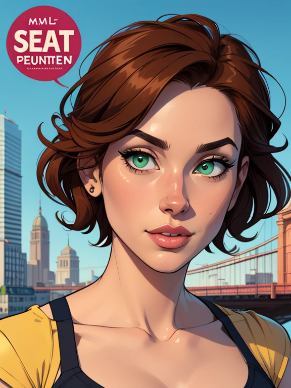 Turnaround sheet Imagem de desenho animado de uma mulher .cartoon style illustration, estilo de arte dos desenhos animados, estilo de arte dos desenhos animados, digital illustration style, design de personagens altamente detalhado, arte digital detalhada fofa, City fan art, Design de personagens de retrato, beautiful digital illustration, retrato de alta qualidade, Arte em quadrinhos, mulher jovem. Green eyes Medium busty and wonderful vandinha Adams