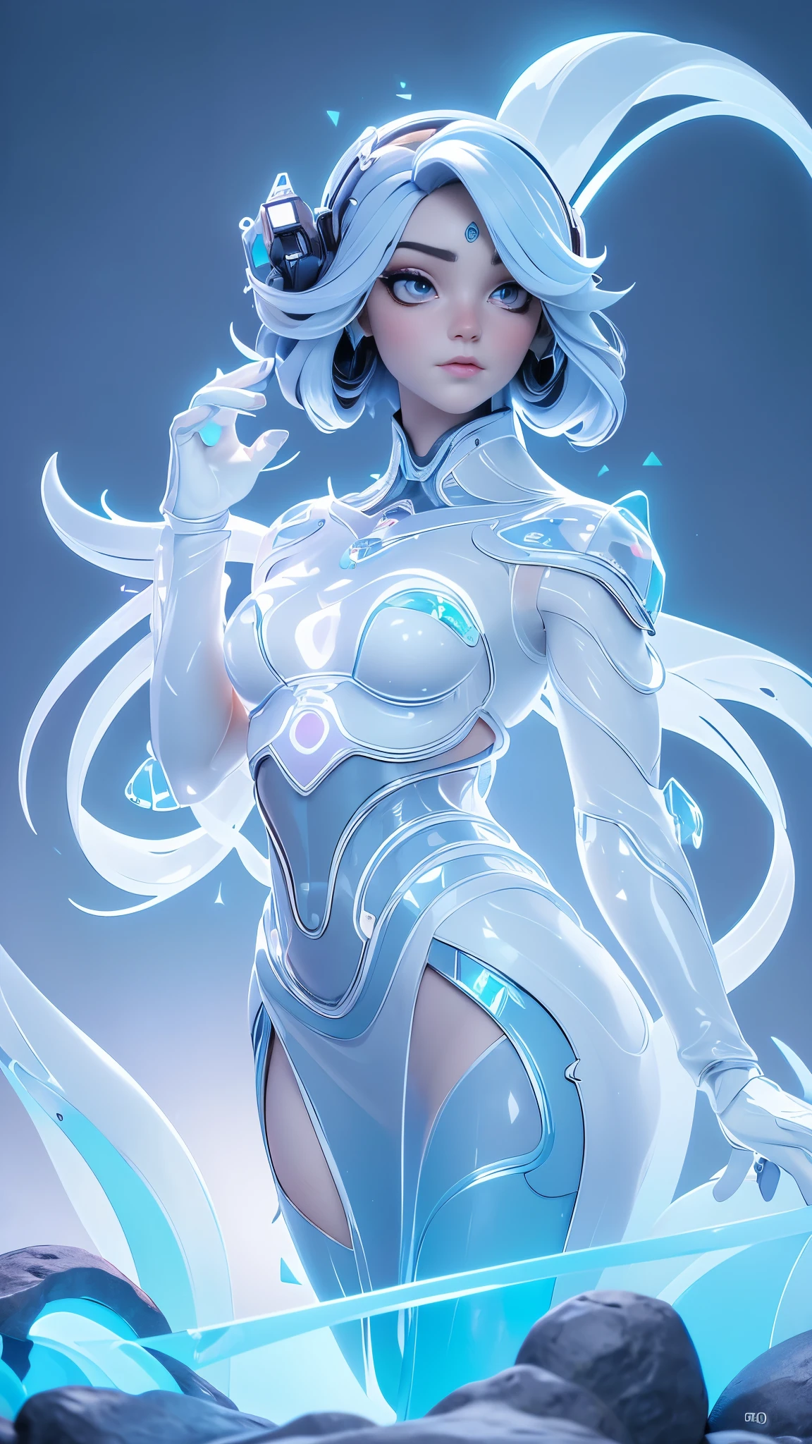 (La mejor calidad,A high resolution,Ultra - detallado,actual),Ariana Grande japonesa androide cyborg ,
A black metal future technological gateway on the top of a mountain peak, robotic parts, hermoso estudio con luz suave, Detalles vibrantes, Ciberpunk de lujo, (Android body made of white and silver transparent glass and plastic..:1.4), , (Mecanismos internos del cuerpo de metal plateado+rosa), dynamic pose, Fluid organic components, Grabado detallado, lace designs, (Circuitos dorados brillantes:1.4),(Detalles de la cara: 1.5, ojos azules brillantes, hermoso rostro, ojos bonitos, Contorno del iris, labios delgados: 1.5, Thin, sharp pale eyebrows, Long, dark eyelashes, double tabs), (pose vaquero ), (realista) ,Arte detallado de alta calidad 8K, Fanart Mejor ArtStation, fantasy art style ,(cuerpo de vidrio transparente:1.4),(perfect anatomy) ,High Definition , manos perfectas: 1.5,( cara detallada:1.4), (no mutaciones),( fondo parque industrial piedras grandes :1.4),
(Fondo A black metal future technological gateway on the top of a mountain peak)