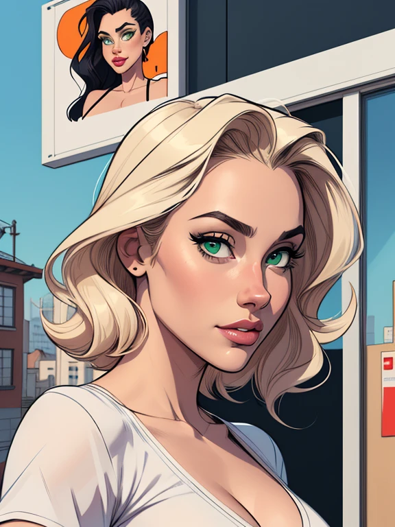 (animated design style: 1.2), style Cartoon, cartoon style illustration, art style two animated, digital illustration style , highly detailed character design, soft detailed digital art, City fan art, portrait character design, beautiful digital illustration, high quality portrait, quadrinhos art, portrait of character design, Buso with white background, no clothes and medium breasts , female character from cartoon style, (((Gwen Stacy))), (((naked breasts:1.2))), (((long hair)))