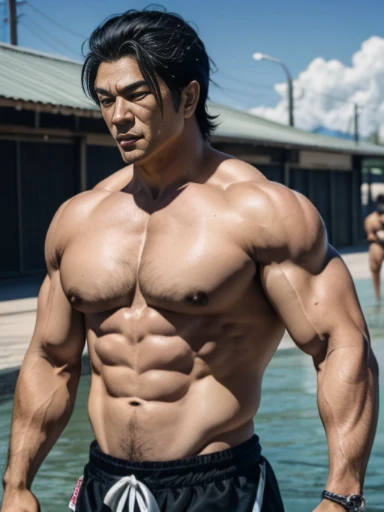 Kaoru Hanayama is a fictional character in the anime series Baki, o Grappler. He is the fifth student to be introduced into the series and is known for his incredible strength., durabilidade e habilidades impressionantes de luta. Yakusa violento, cicatriz  grande no resto.  Tatuagem de Ganges. 