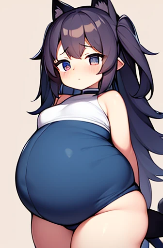 pregnant with many girls, Have cat ears,Pregnant, childbirth, work、A belly so huge that it can&#39;t exist in reality、Belly on the verge of bursting、Looks very painful、small face、Giant belly、Big belly、、masterpiece、embarrassed look、Are fat